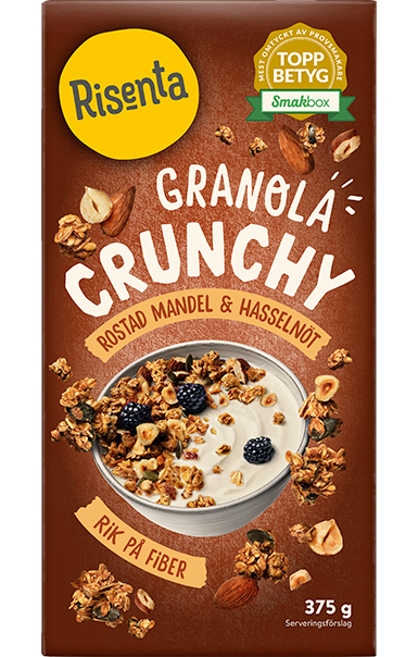 Förpackning med granola mandel hasselnöt